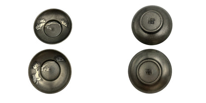 錫 茶台 松竹梅菊蘭 10客セット 茶托 和食器 中古 W４