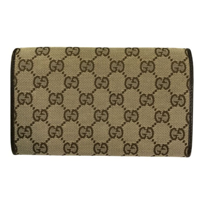 GUCCI グッチ GGキャンバス 長財布 レディース 2つ折り がま口 ブラウン 115100 中古 T1