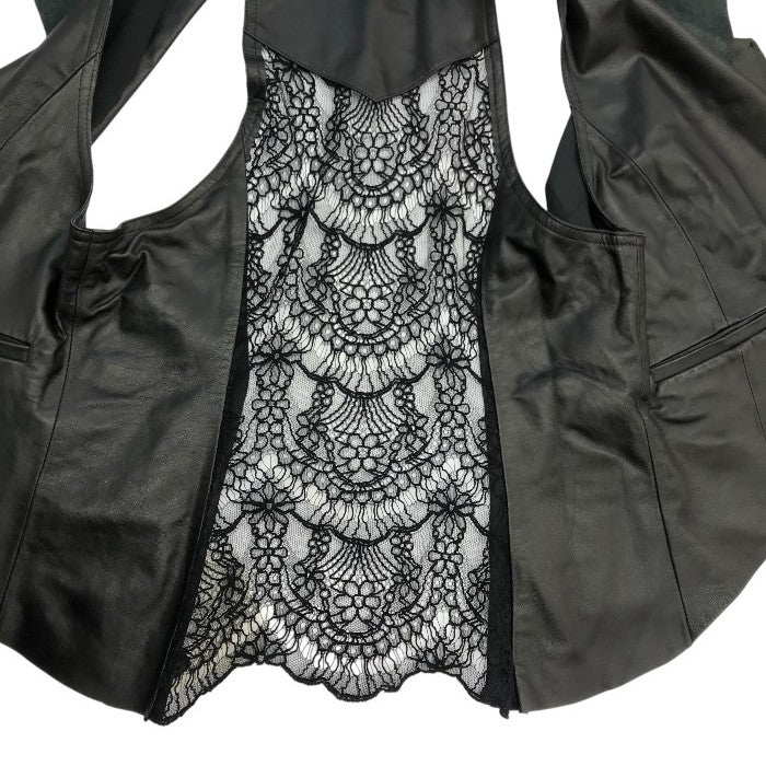 NERO センソユニコ ベスト レディース 羊革 ジレ レース シフォン ブラック 01146002 中古 T1