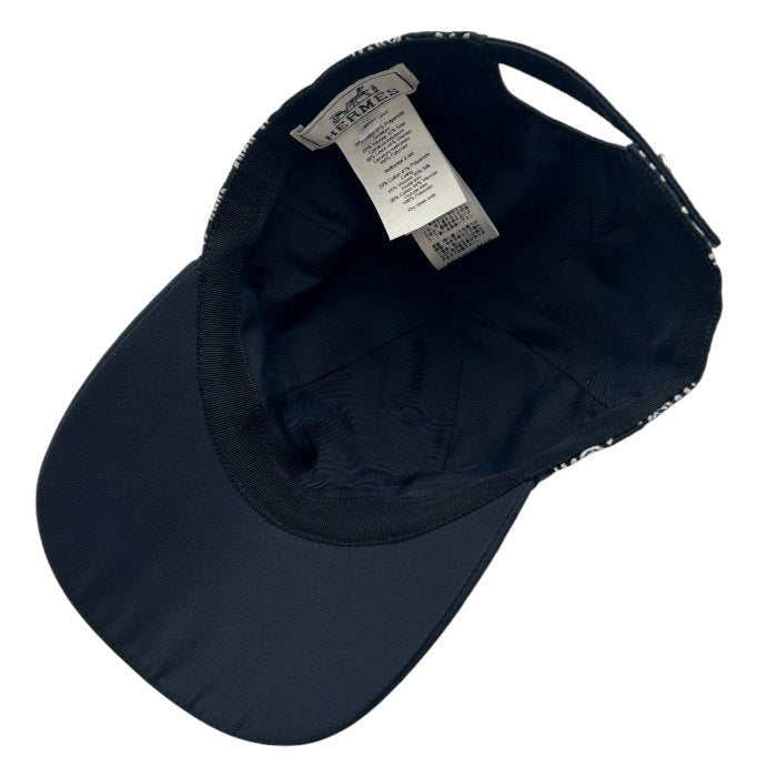 HERMES エルメス ペイズリー柄 キャップ 帽子 ブランド ネイビー メンズ 中古 送料無料 W４