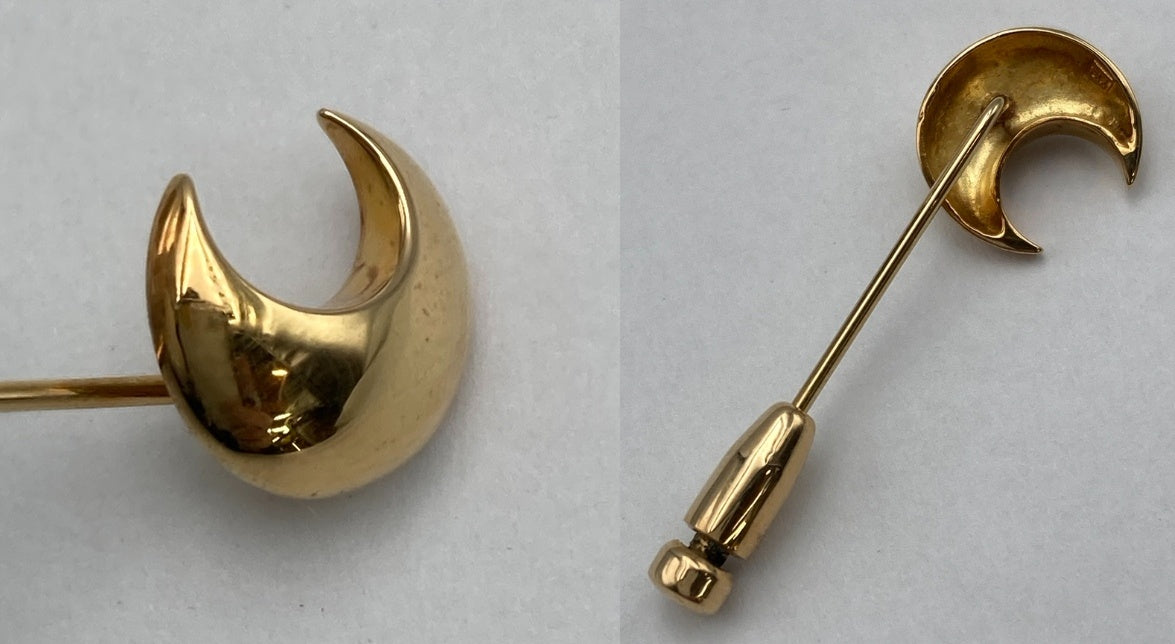 K18 三日月型 ピンブローチ/ラペルピン 中古 D4