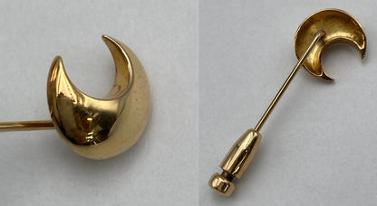 K18 三日月型 ピンブローチ/ラペルピン 中古 D4