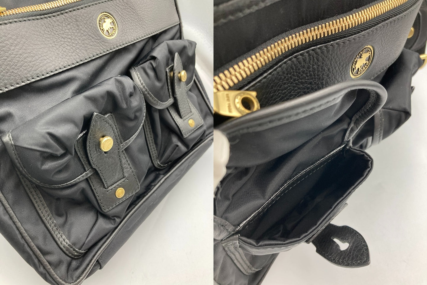 HUNTING WORLD ハンティングワールド ナイロン レザー ショルダーバッグ 中古 D4