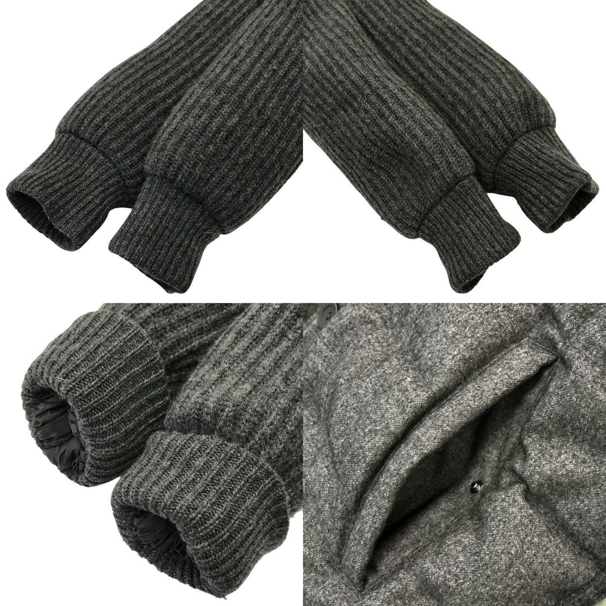 Herno ヘルノ シルクカシミアサキソニー×ローゲージカシミアニット スタンドカラーコンビダウンブルゾン メンズ カシミヤ 袖/背中ニット グレー 50サイズ PI0375U 中古 T1