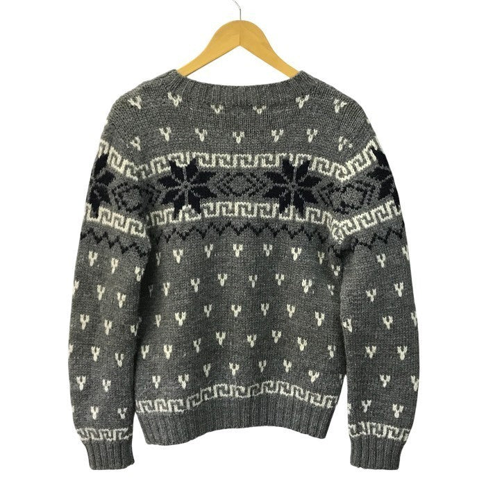 MONCLER モンクレール MAGLIONE TRICOT GIROCOLLO セーター メンズ ウール 厚手ニット ノルディック柄 雪の結晶 グレー Lサイズ 020919035901 中古 T1