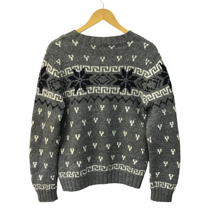MONCLER モンクレール MAGLIONE TRICOT GIROCOLLO セーター メンズ ウール 厚手ニット ノルディック柄 雪の結晶 グレー Lサイズ 020919035901 中古 T1