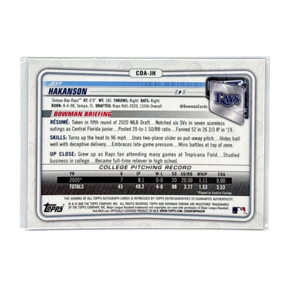 TOPPS MLBカード BOWMAN CHROME 1ST JEFF HAKANSON TAMPA BAY RAYS /150 #CDA-JH 中古 IT1