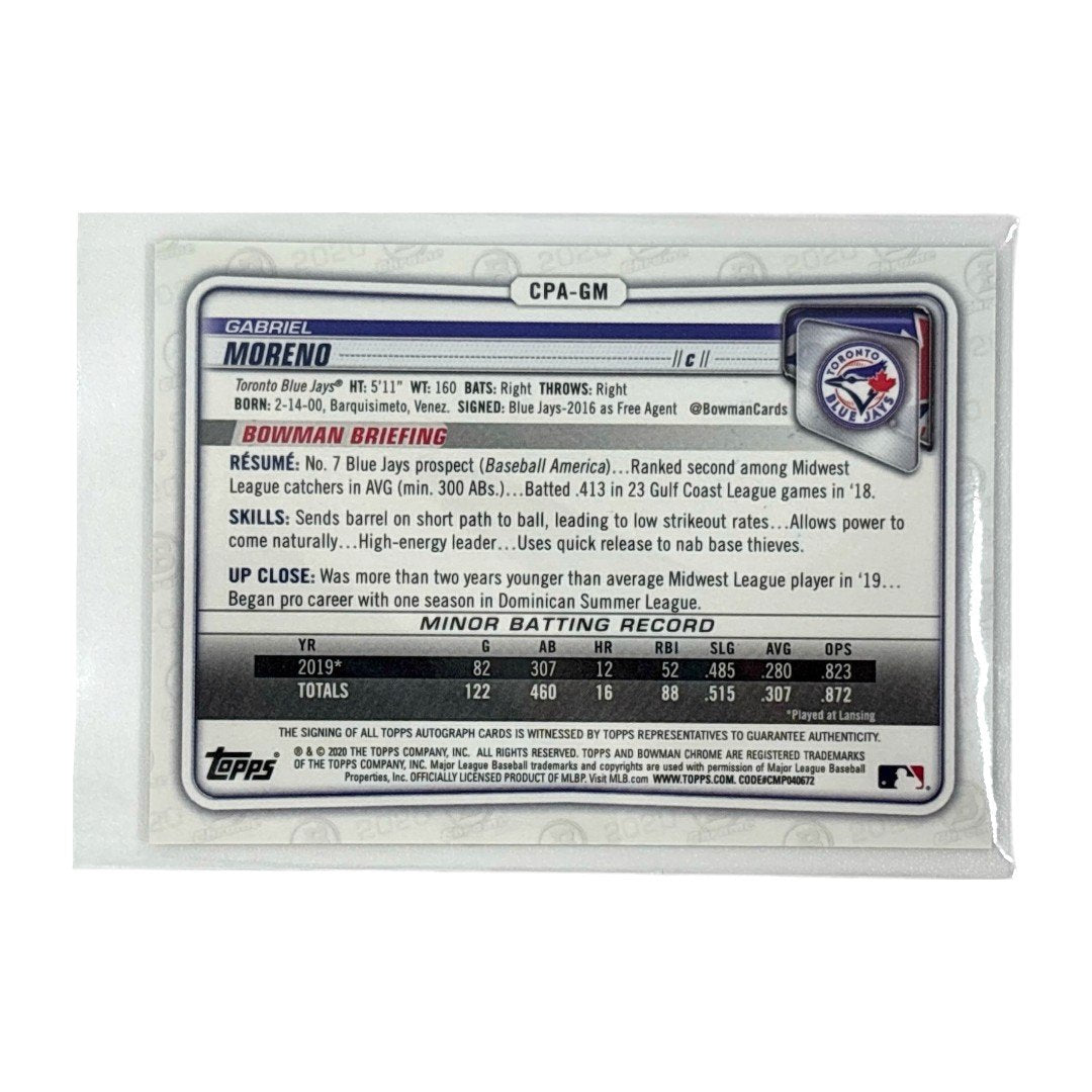 TOPPS MLBカード BOWMAN CHROME 1ST GABRIEL MORENO TORONTO BLUE JAYS #CPA-GM 中古 IT1