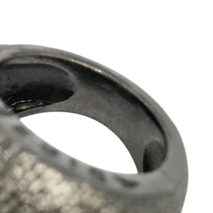 DIESEL ディーゼル リング メンズ チャンキーリング 指輪 ロゴ 総柄 グレー 17号 中古 T1