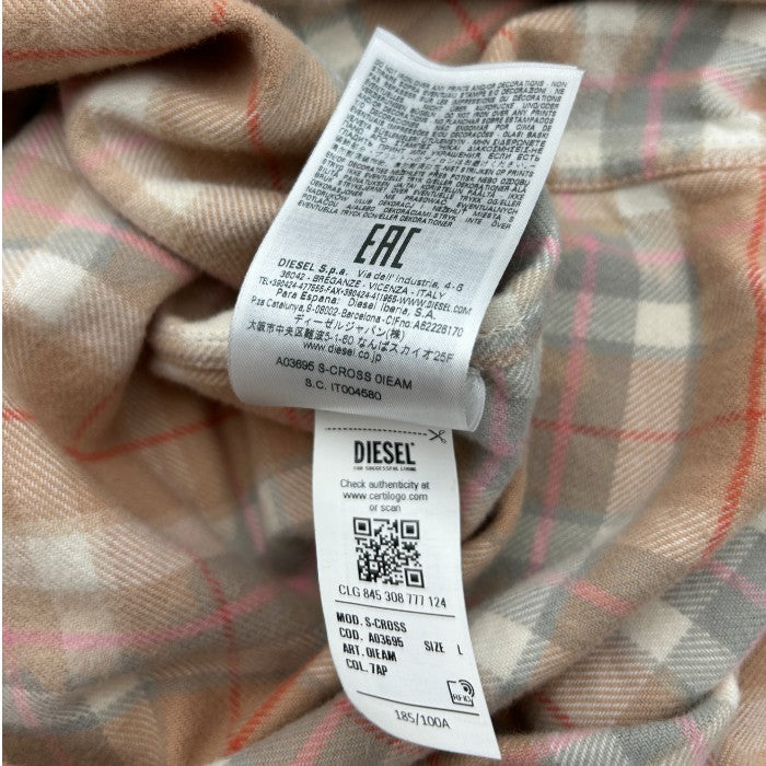 DIESEL ディーゼル フランネルシャツ チェック柄 L メンズ ダイダイ トップス 中古 W４