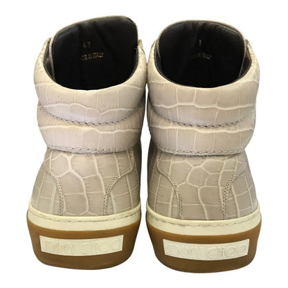 JIMMY CHOO ジミーチュウ スニーカー メンズ ハイカット クロコ型押し レザー ロゴソール ホワイト系 43サイズ 中古 T1