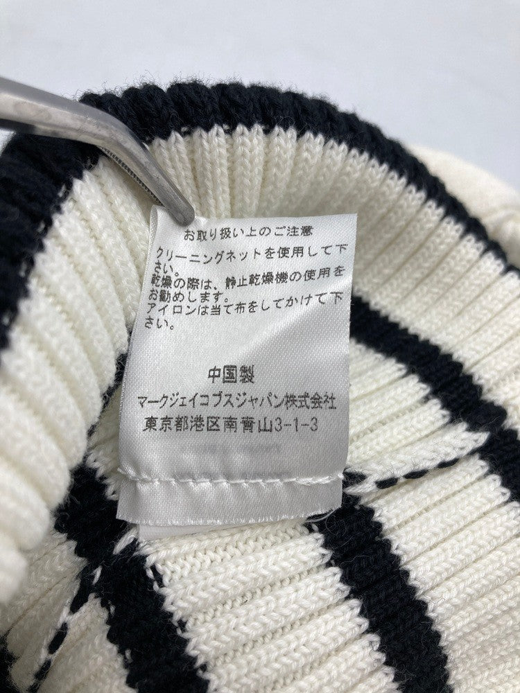 マークジェイコブス REDUX GRUNGE COLLECTION グランジコレクション ストライプ ニット帽 ホワイト×ブラック 中古 D4