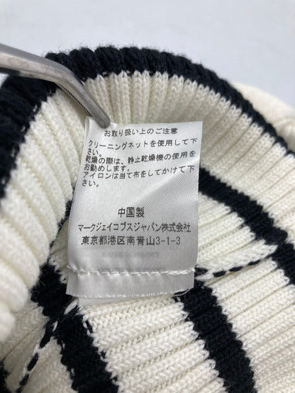 マークジェイコブス REDUX GRUNGE COLLECTION グランジコレクション ストライプ ニット帽 ホワイト×ブラック 中古 D4
