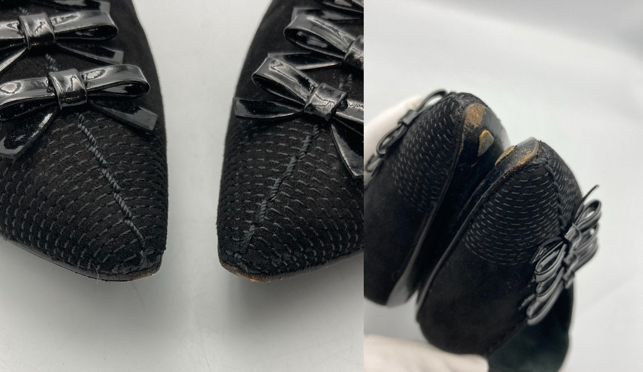 LOUIS VUITTON ルイヴィトン ポインテッドトゥ ローヒール パンプス サイズ37 ブラック 中古 D4