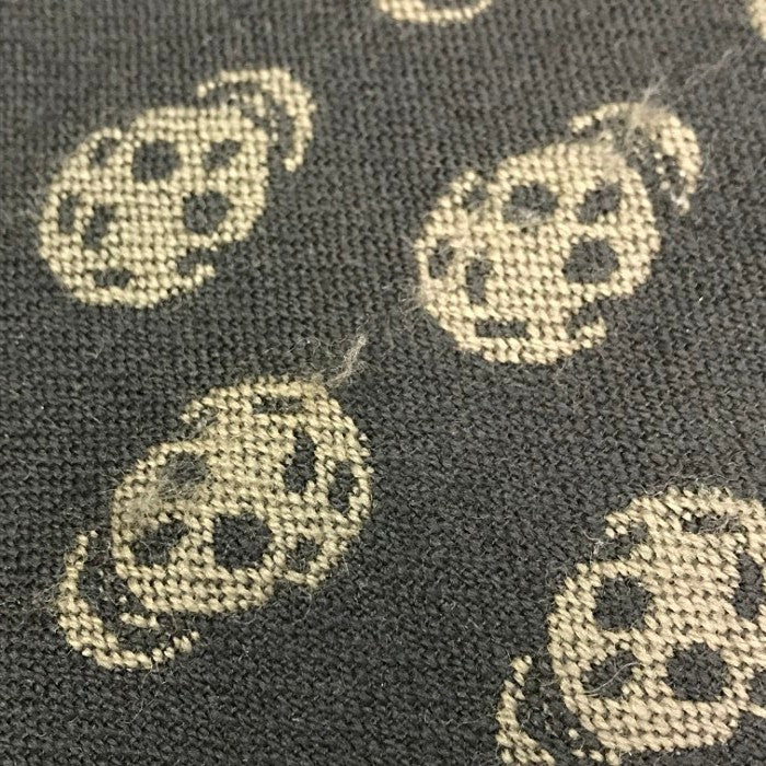 ALEXANDER MCQUEEN アレキサンダーマックイーン マフラー メンズ ウール スカル柄 ストール フリンジ ブラック/グレー 中古 T1