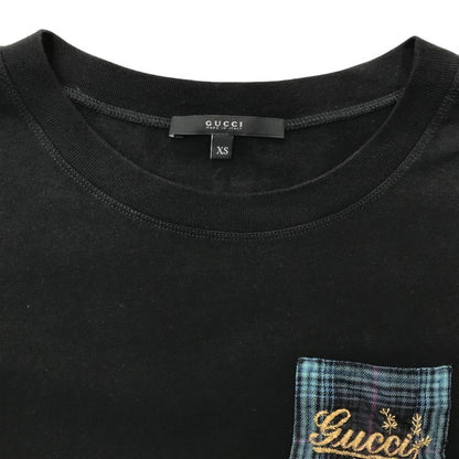 GUCCI グッチ Tシャツ レディース 春夏 半袖 カットソー 刺繍 ポケット ブラック XSサイズ 226737 X3457 中古 T1