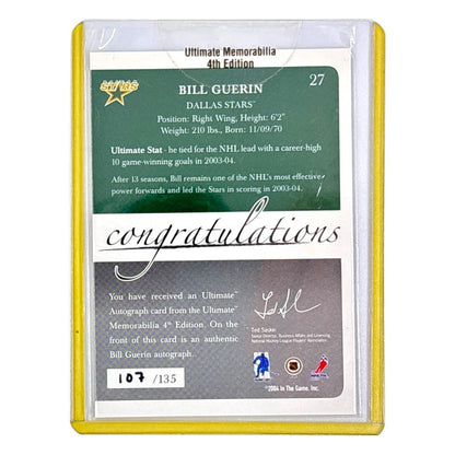 未開封品 In The Game NHLカード ULTIMATE MEMORABILIA 4TH EDITION BILL GUERIN DALLAS STARS /135 #27 中古 IT1