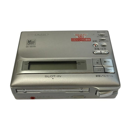 SHARP シャープ ポータブルMDレコーダー シルバー 録音/再生 スロットイン MD-MS100-S 中古 T1