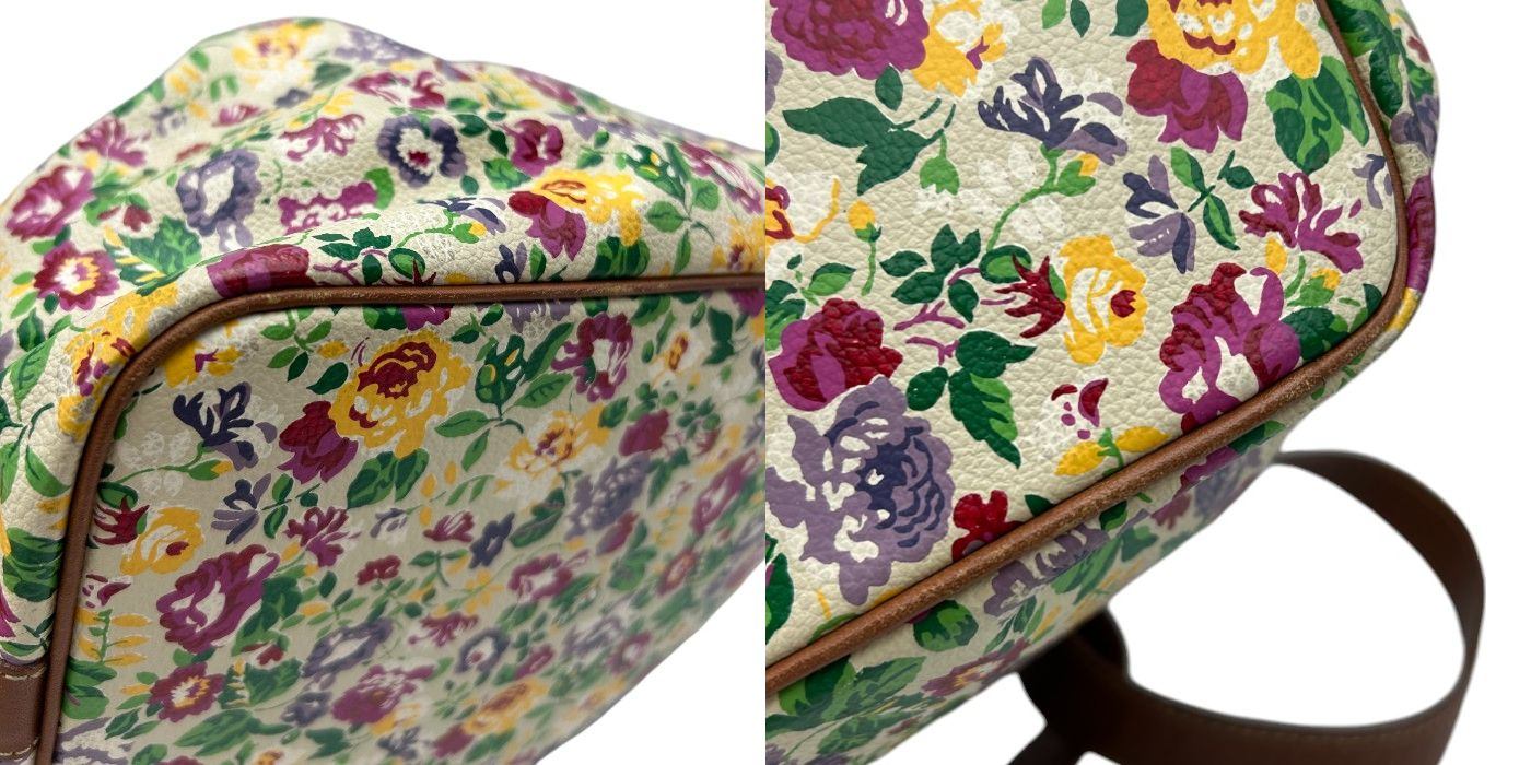 KENZO 花柄 巾着 ショルダーバッグ オフホワイト ケンゾー フラワー 鞄 肩掛け レディース かわいい 中古 W４