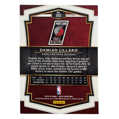 PANINI NBAカード SELECT PRIZM DAMIAN LILLARD TRAIL BLAZERS #152 中古 IT2