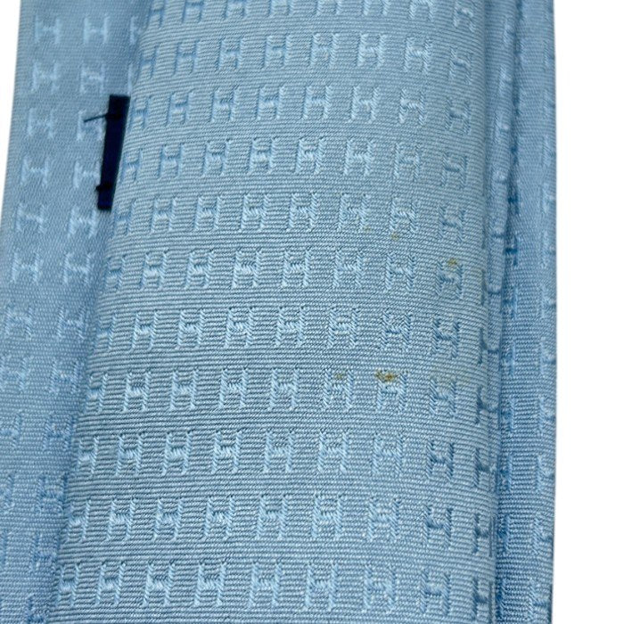 HERMES エルメス ネクタイ H030189T 61 ジャガード ファソネ H シルク100% ブルーシェル 30106 メンズ ビジネス 総柄 おしゃれ ブランド 水色 中古 W４