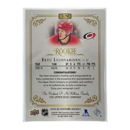 UPPER DECK NHLカード STATURE EETU LUOSTARINEN CAROLINA HURRICANES /199 #109 中古 IT1