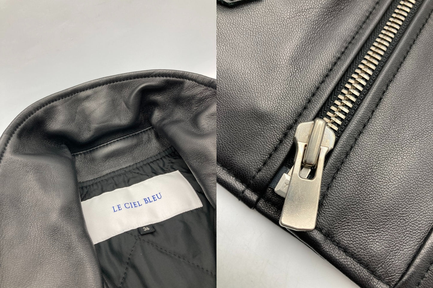 LE CIEL BLEU ルシェルブルー ラムレザー ダブルライダース ジャケット 19S64002-1 サイズ36 レディース 中古 D4