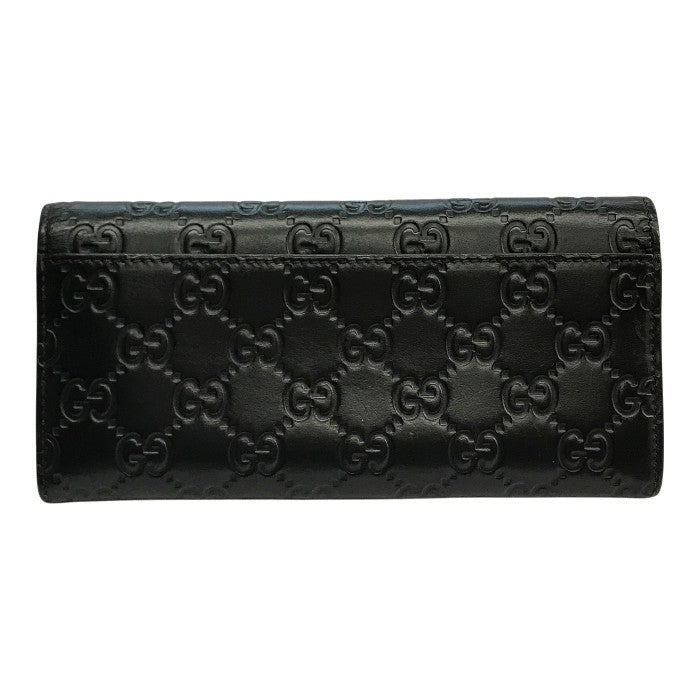 GUCCI グッチ GGシグネチャー DORIAN 長財布 メンズ 2つ折り レザー ドリアン シマ エンボス ブラック 481727 中古 T1
