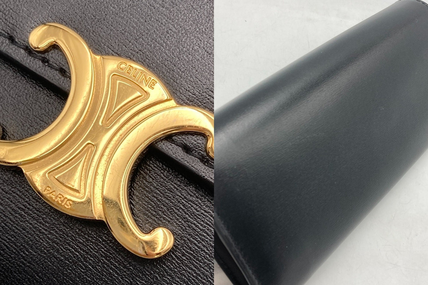 CELINE セリーヌ ラージウォレット トリオンフ / シャイニーカーフスキン 長財布 中古 D4