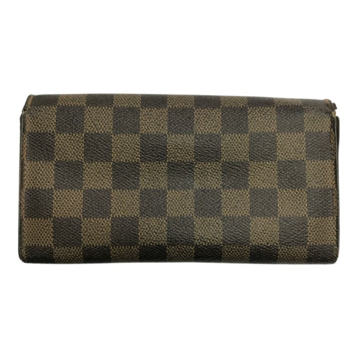 LOUIS VUITTON ルイヴィトン ダミエ ポシェット ポルト モネ クレディ 長財布 二つ折り カード6枚 ブラウン N61724 中古 T1