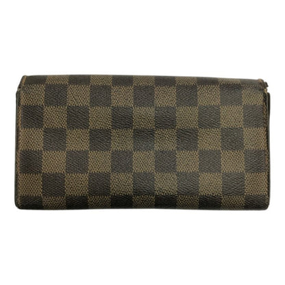 LOUIS VUITTON ルイヴィトン ダミエ ポシェット ポルト モネ クレディ 長財布 二つ折り カード6枚 ブラウン N61724 中古 T1