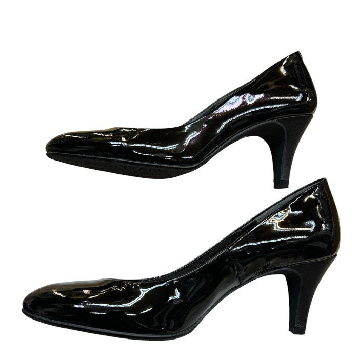 23区 Vingt-trois arrondissements エナメル パンプス 22cm 靴 シューズ ヒール レディース ブラック 中古 W４