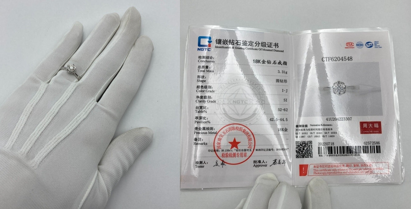 周大福 CHOW TAI FOOK K18WG  ダイヤ0.23ct リング 11号 中古 D4