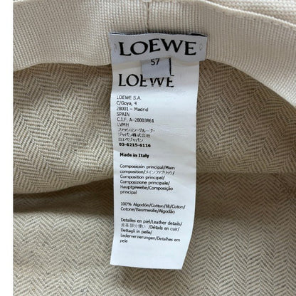 LOEWE ロエベ フィッシャーマンハット キャンバス ソフトホワイト 57 ブランド バケットハット バケハ レディース かわいい 中古 W４