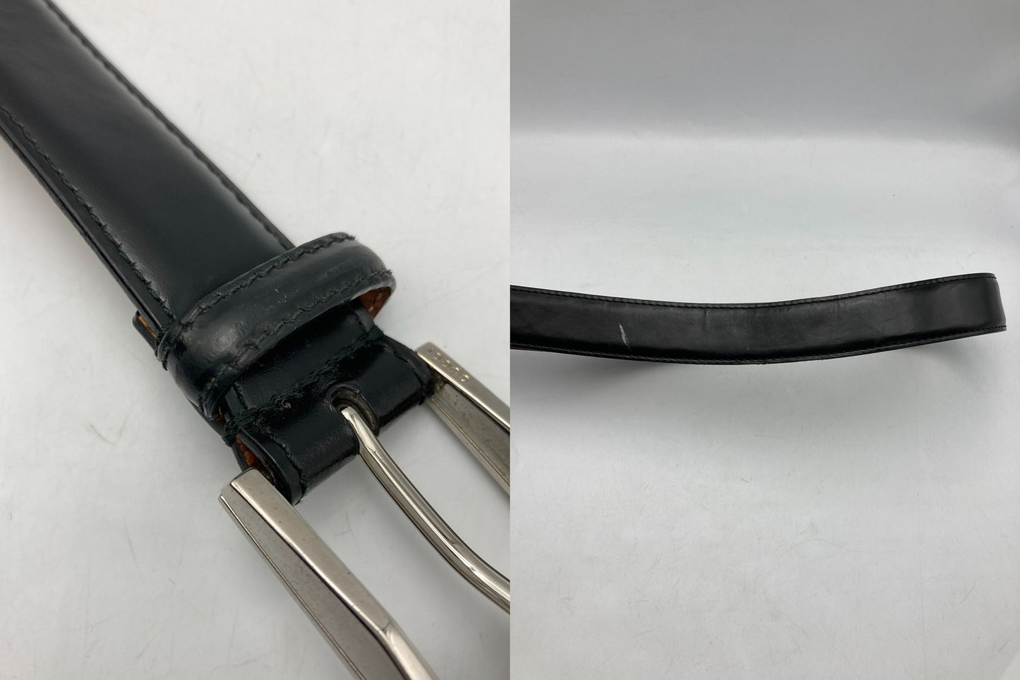 GUCCI グッチ レザー バックルベルト 90cm メンズ 223901 中古 D4