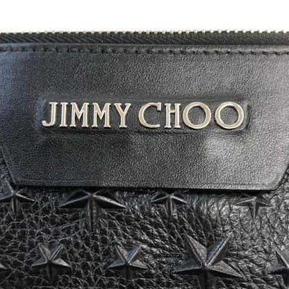 JIMMY CHOO ジミーチュウ DEREK クラッチバッグ ユニセックス デレク レザー セカンドバッグ スター星柄 エンボススタッズ ブラック 中古 T1