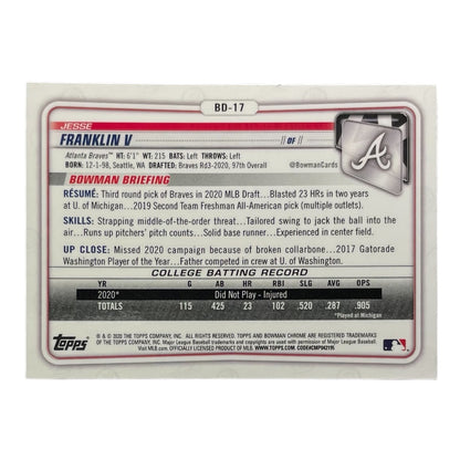 TOPPS MLBカード BOWMAN CHROME 1ST JESSE FRANKLIN V ATLANTA BRAVES #BD-17 中古 IT2