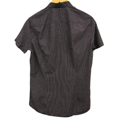 EMPORIO ARMANI エンポリオアルマーニ ドレスシャツ メンズ 夏 半袖 コットン 総柄 ロゴ ネイビー/レッド 6H1C09 XS カジュアル アルマーニ 中古 KW1