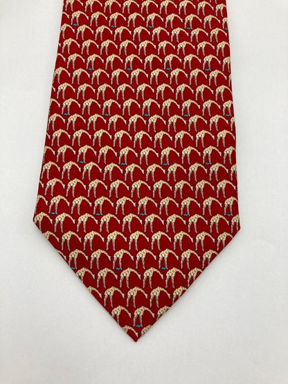 HUNTING WORLD ハンティングワールド キリン柄 ネクタイ シルク100％ 中古 D4