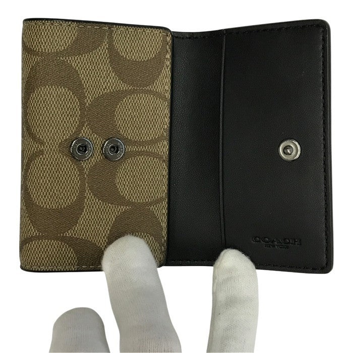 COACH コーチ シグネチャー 5連キーケース ユニセックス PVC コーテッドキャンバス キーリング ベージュ/ブラック F78675 QBTN2 中古 T1