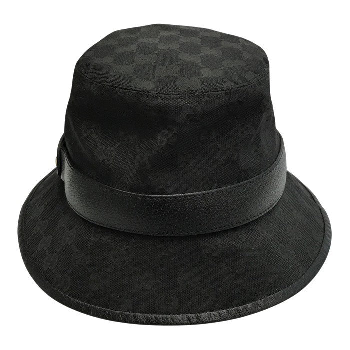 GUCCI グッチ GGキャンバス バケットハット ユニセックス GGマーモント コットン ブラック Mサイズ(58cm) 576587 中古 T1