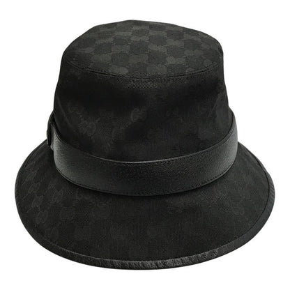GUCCI グッチ GGキャンバス バケットハット ユニセックス GGマーモント コットン ブラック Mサイズ(58cm) 576587 中古 T1