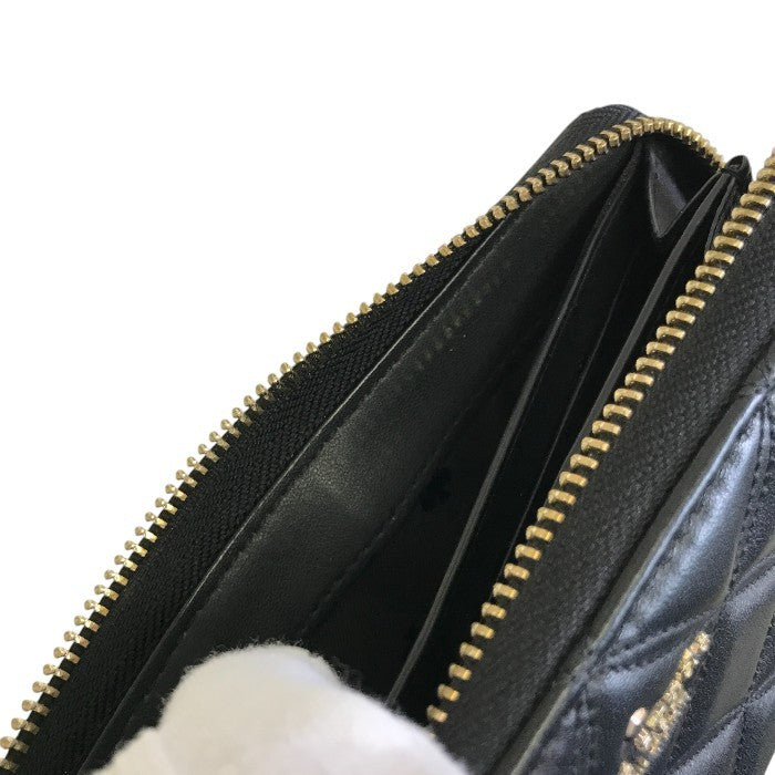 KATE SPADE ケイトスペード 長財布 レディース WLRU6340 001 ブラック レザー 札入れ カード入れ 小銭入れ 中古 W1