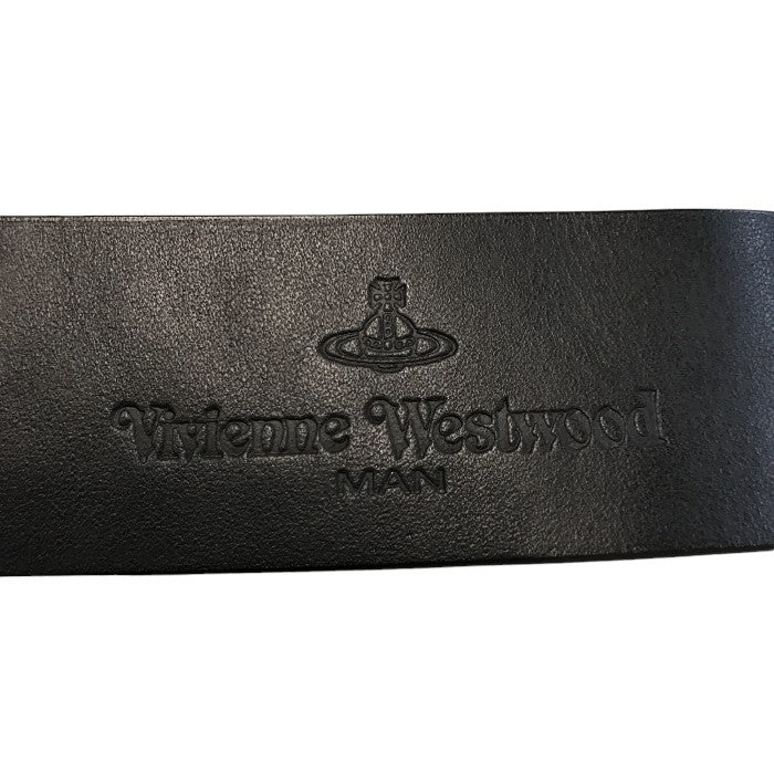 Vivienne Westwood MAN ヴィヴィアンウエストウッドマン ベルト メンズ レザー トップ式 スカル チェック ホワイト/ブラック 中古 T1