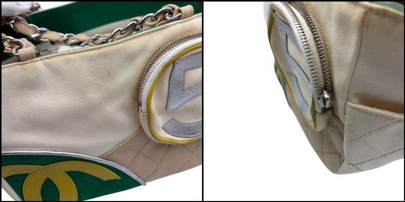 CHANEL シャネル No.5 チェーン トートバッグ グリーン ブランド レディース ヴィンテージ 鞄 中古 W1