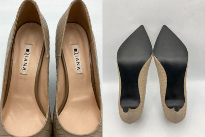 DIANA ダイアナ 型押しクロコ ポインテッドトゥ パンプス サイズ24cm 中古 D4