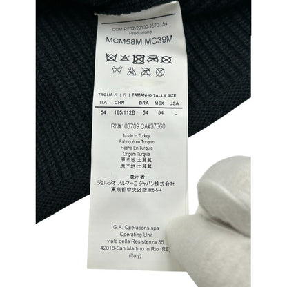 ARMANI COLLEZIONI アルマーニコレツォーニ ニット トップス メンズ 秋冬 ウール/アクリル ショールカラー ムートン襟 ネイビー 54サイズ ファー 中古 W1