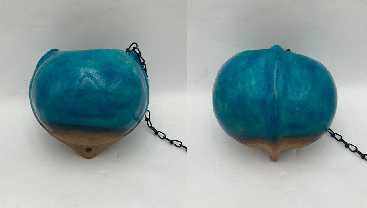 庄堂造 トルコ青 釣生 花器 中古 D4