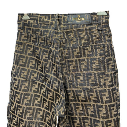 FENDI フェンディ ズッカ パンツ レディース 27インチ ボトムス 総柄 ブランド ストレート 中古 W４