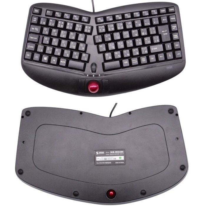 SANWA サンワサプライ エルゴノミクスキーボード トラックボール付き ブラック SKB-ERG5BK 中古 a1